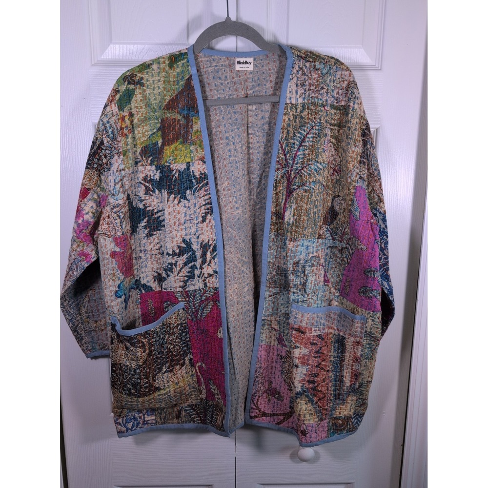 Indian Cotton Quilted Handcrafted Floral Print Lightweight Jacket/ Cardigan OSFA